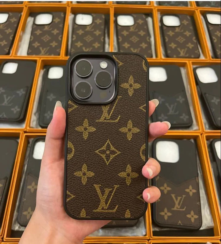 iPhone 14 Pro Max Louis Vuitton LV Leather Case - Brown