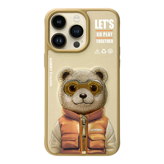 iPhone 15 Pro Max Nimmy Embroidery Jacket Series Case Cover - Teddy