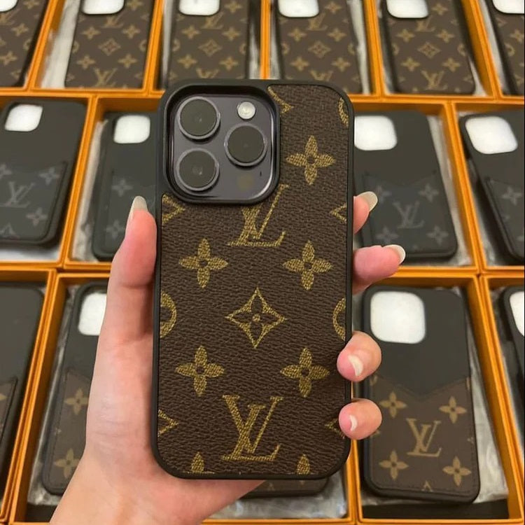 iPhone 15 Pro Louis Vuitton LV Leather Case - Brown