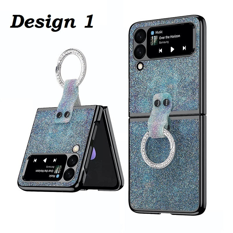 Samsung Galaxy Z Flip 4 Slim Case With Ring Shiny Bling Diamond Plating Case