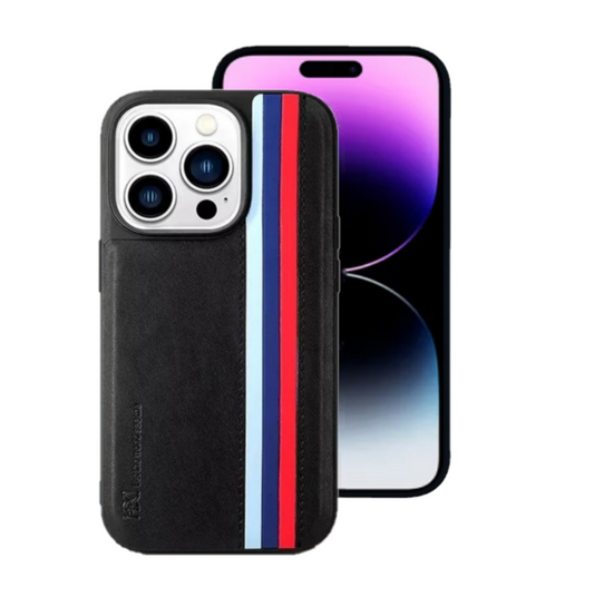 iPhone 14 Pro Max HBD Tri Stripes Series Leather Case