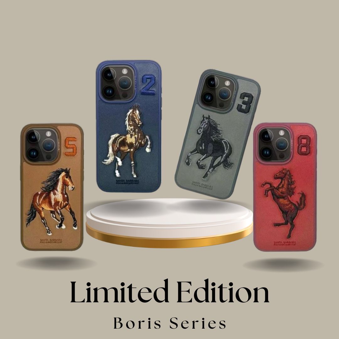 iPhone 15 Pro  Santa Barbara Boris Series Embroided Horse Leather Back Case