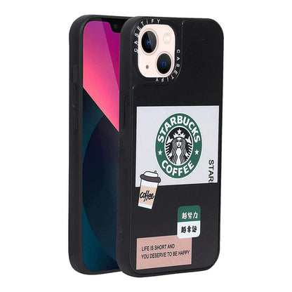 iPhone 14 Starbucks Reflective Mirror Case - Coffee