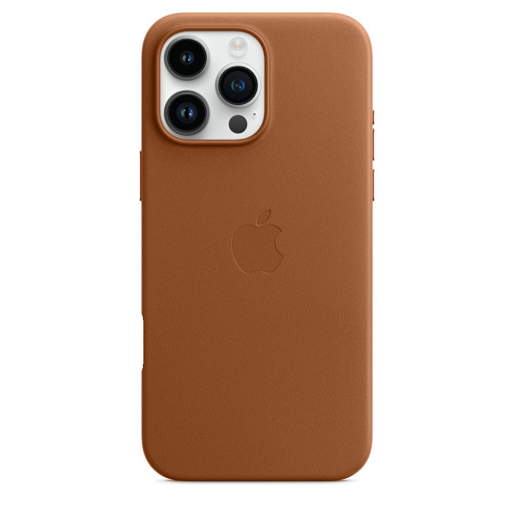 Leather Back Cover Case for iPhone 16 Pro Max - Saddle