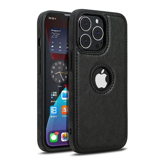 iPhone 13 Pro Original PU Leather Case Classic Luxury Elegant with Logo Cut - Black