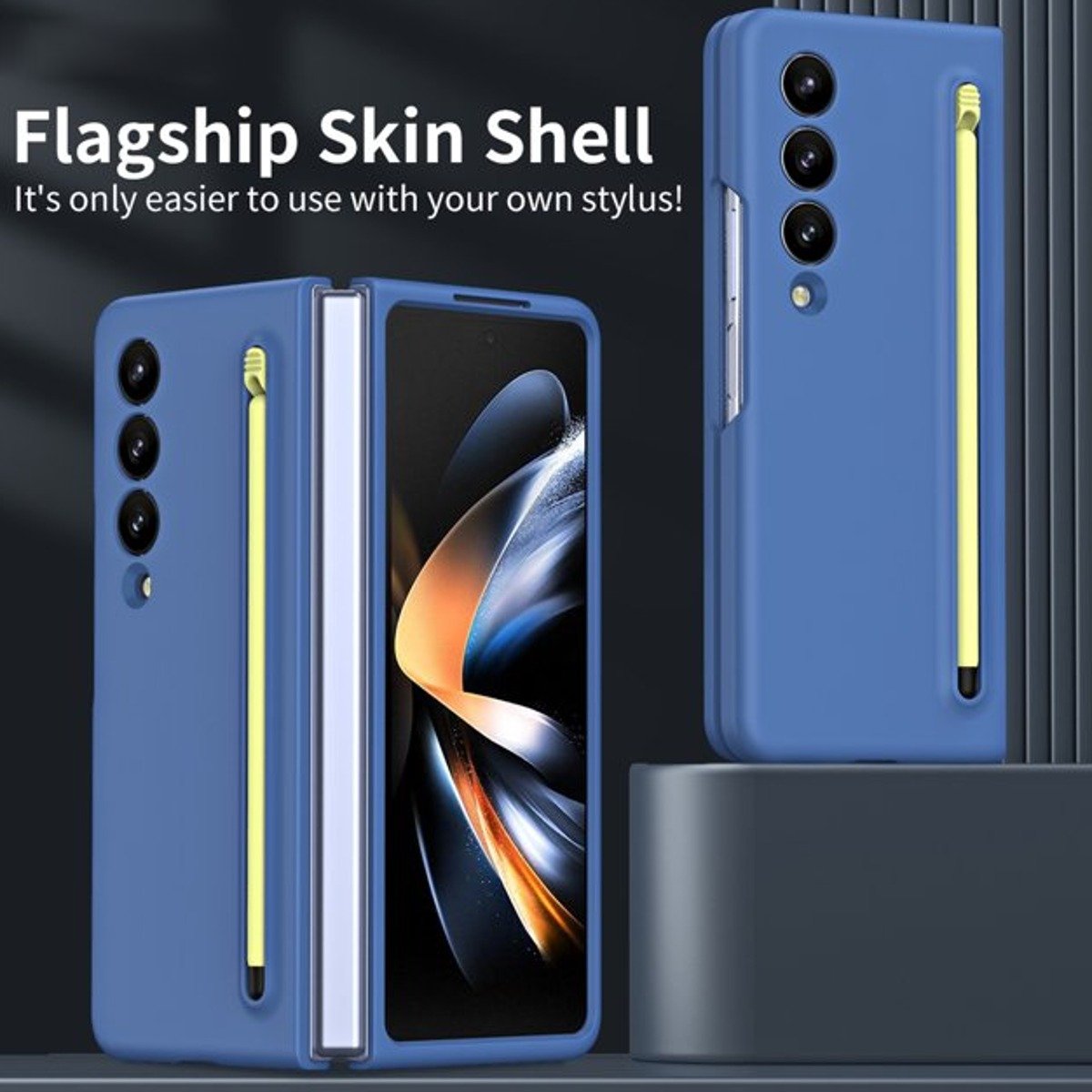 Samsung Galaxy Z Fold4 Integrated Skin Feel Case with S Pen - Blue