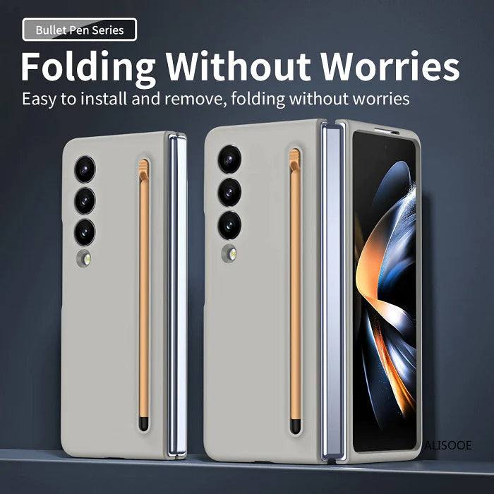 Samsung Galaxy Z Fold 3 Slim S-Pen Case With Front Glass- Light Grey