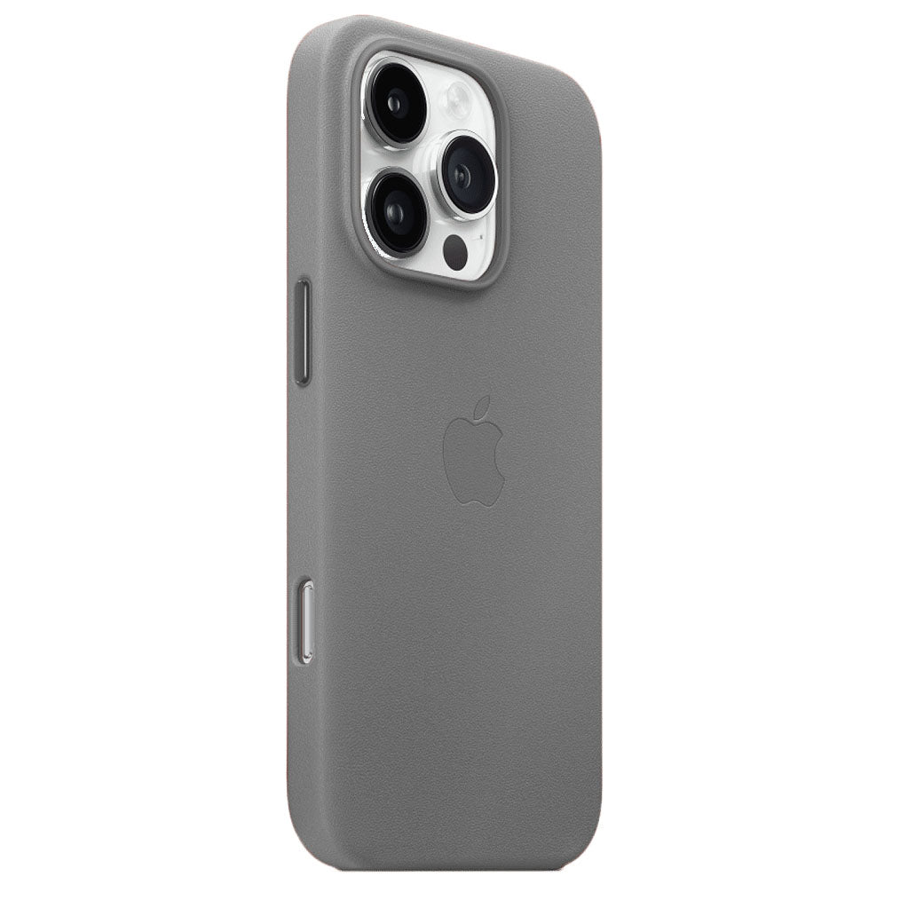 Leather Back Cover Case for iPhone 16 Pro Max - Silver