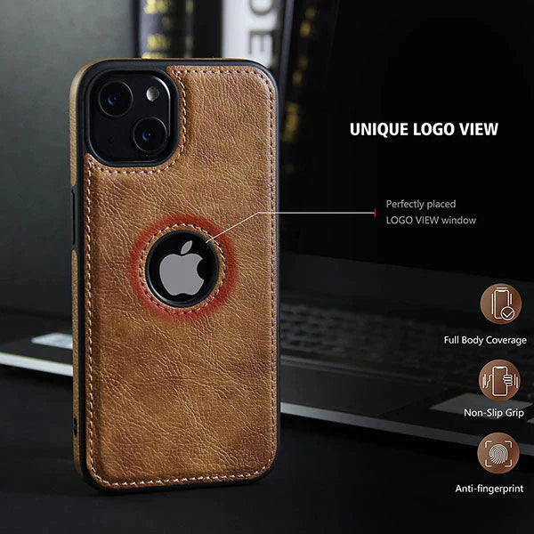 iPhone 13 Pro Original PU Leather Case Classic Luxury Elegant with Logo Cut - Brown