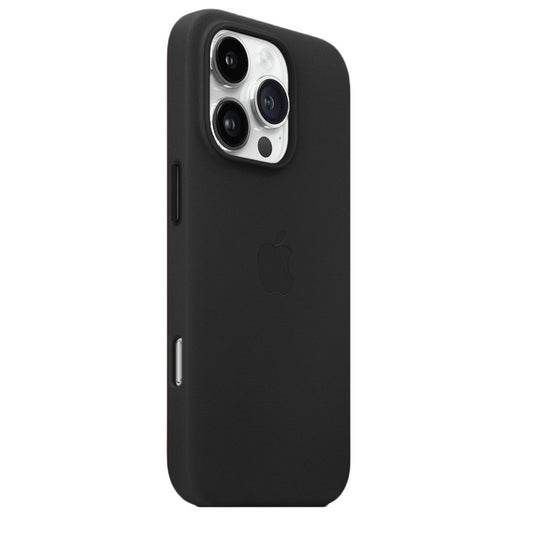 Leather Back Cover Case for iPhone 16 Pro Max - Black