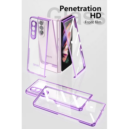 Samsung Galaxy Z Fold 3 Electroplated Transparent Camera Protection Case- Purple