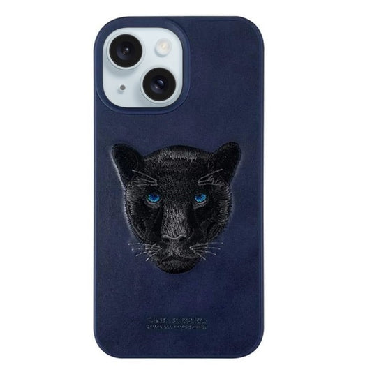 iPhone 15 Plus Savanna Series Santa Barbara Genuine Leather Case - Panther