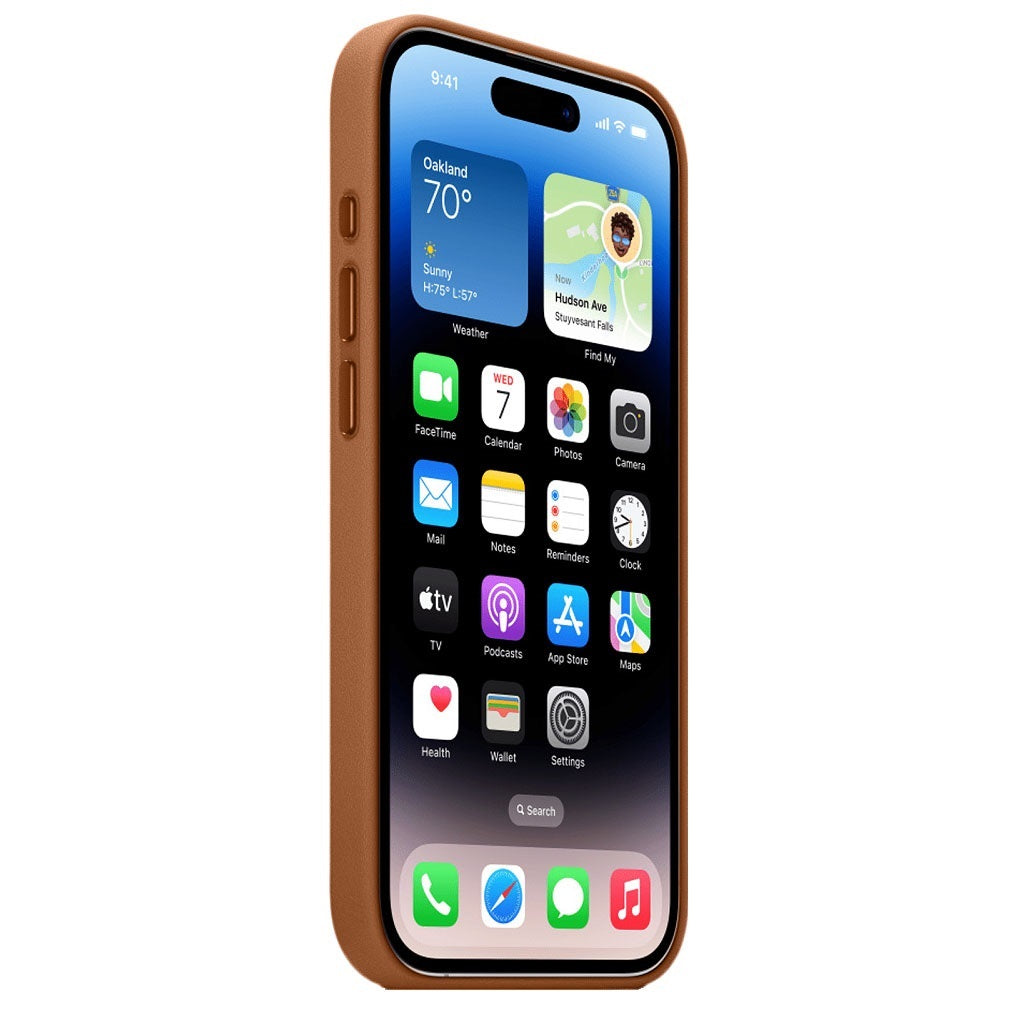 Leather Back Cover Case for iPhone 16 Pro Max - Saddle