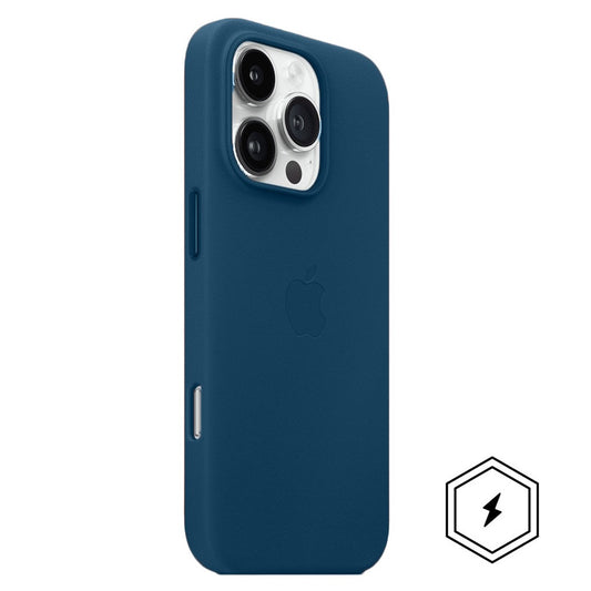 iPhone 16 Pro Max Leather Case with MagSafe & IC Animation - Blue