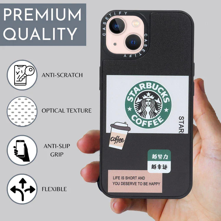 iPhone 14 Starbucks Reflective Mirror Case - Coffee