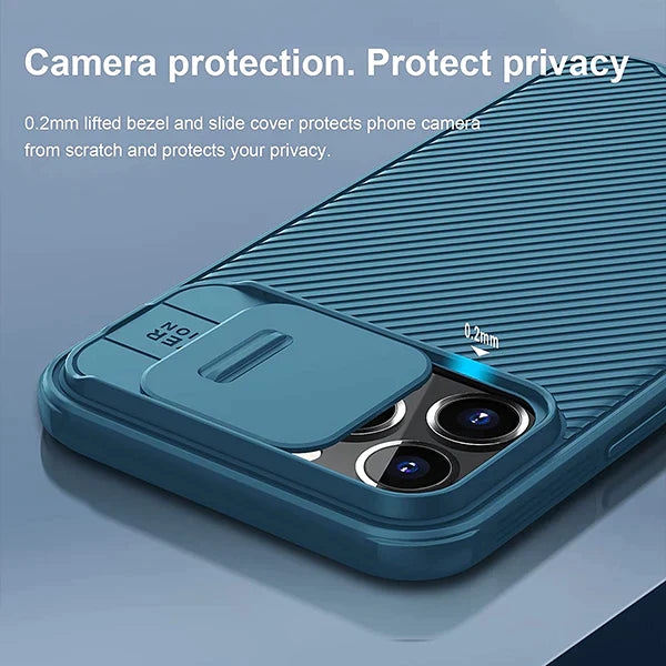 iPhone 13 Pro Cam-Shield Pro Case with Slide Camera Protection - Blue