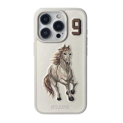 iPhone 15 Pro Max Santa Barbara Boris Horse Leather Case - White