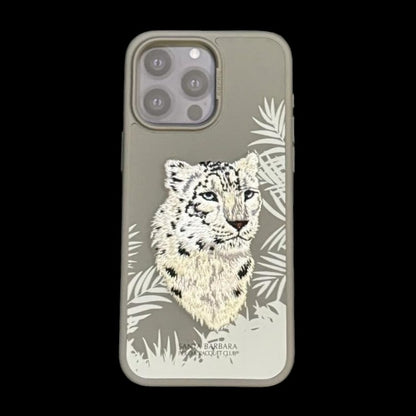 iPhone 15 Plus Savanna Series Santa Barbara Genuine Leather Case - Titanium