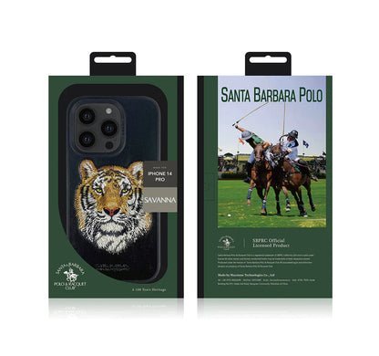 iPhone 14 Pro Santa Barbara Savanna Series Leather Case - Tiger