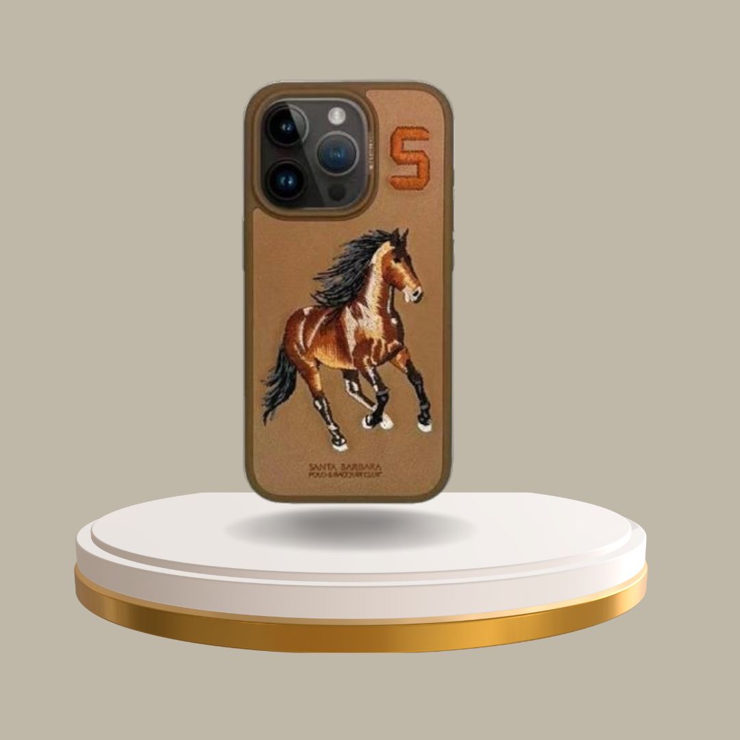 iPhone 15 Pro  Santa Barbara Boris Series Embroided Horse Leather Back Case