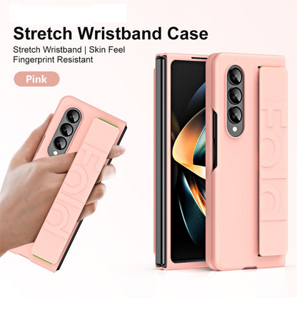 Samsung Galaxy Z Fold 3 Hand Strap Full Protective Hard PC Case- Pink