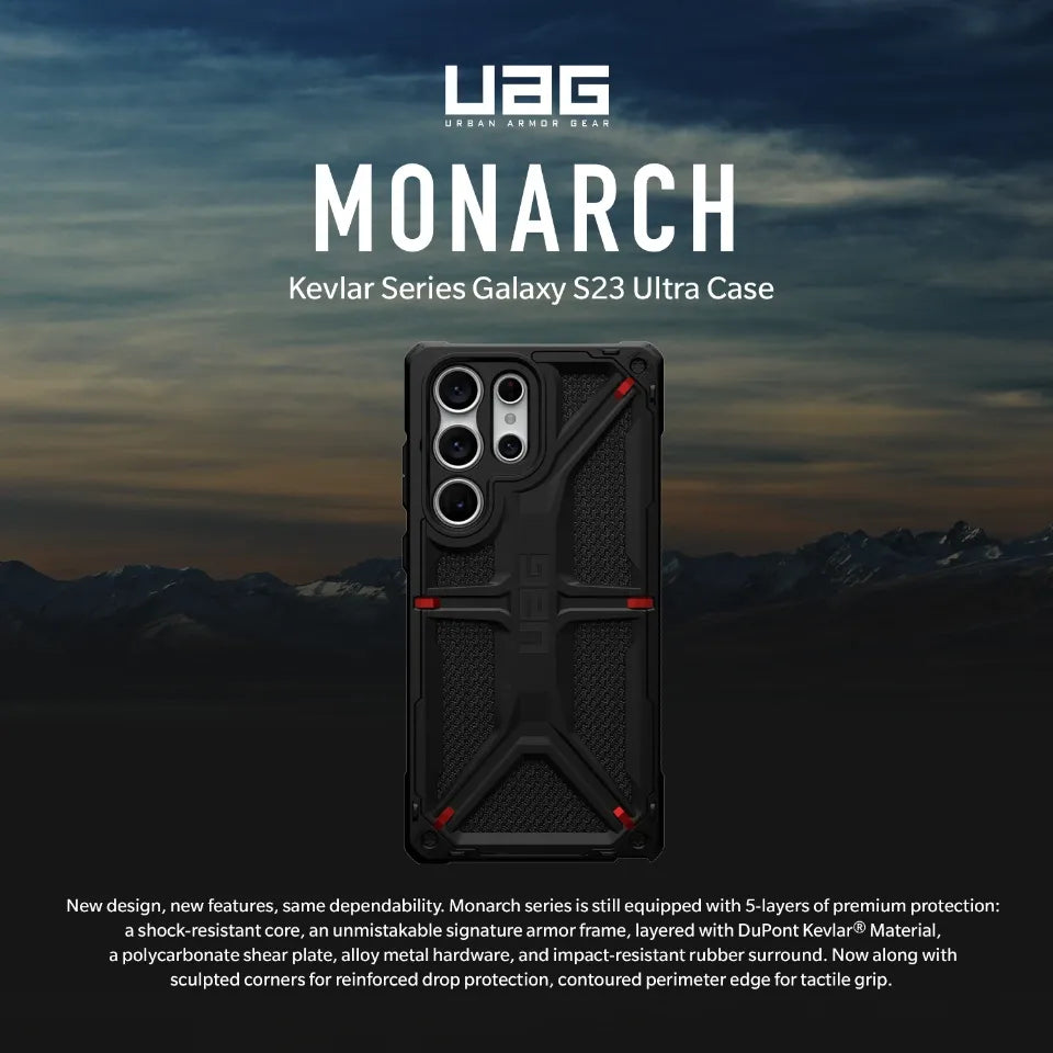 Samsung Galaxy S23 Ultra UAG Monarch Rugged Armor Kevlar Protective Case - Gray