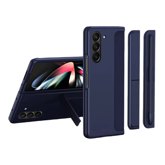 Samsung Galaxy Z Fold 5 Shockproof S Pen Stand Cover-NavyBlue