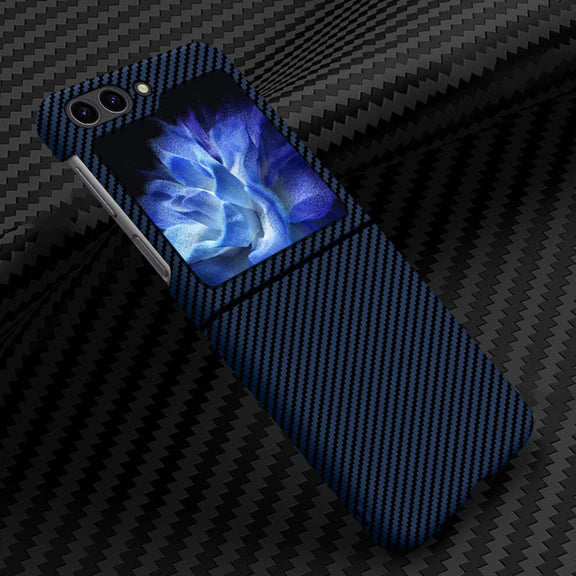 Samsung Galaxy Z Flip 5 Carbon Fiber Real Aramid Kevilar Case-Blue