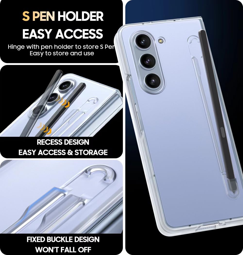 Samsung Galaxy Z Fold6 Cristal Clear Transparent Case with S Pen & Front Glass Protection - Clear