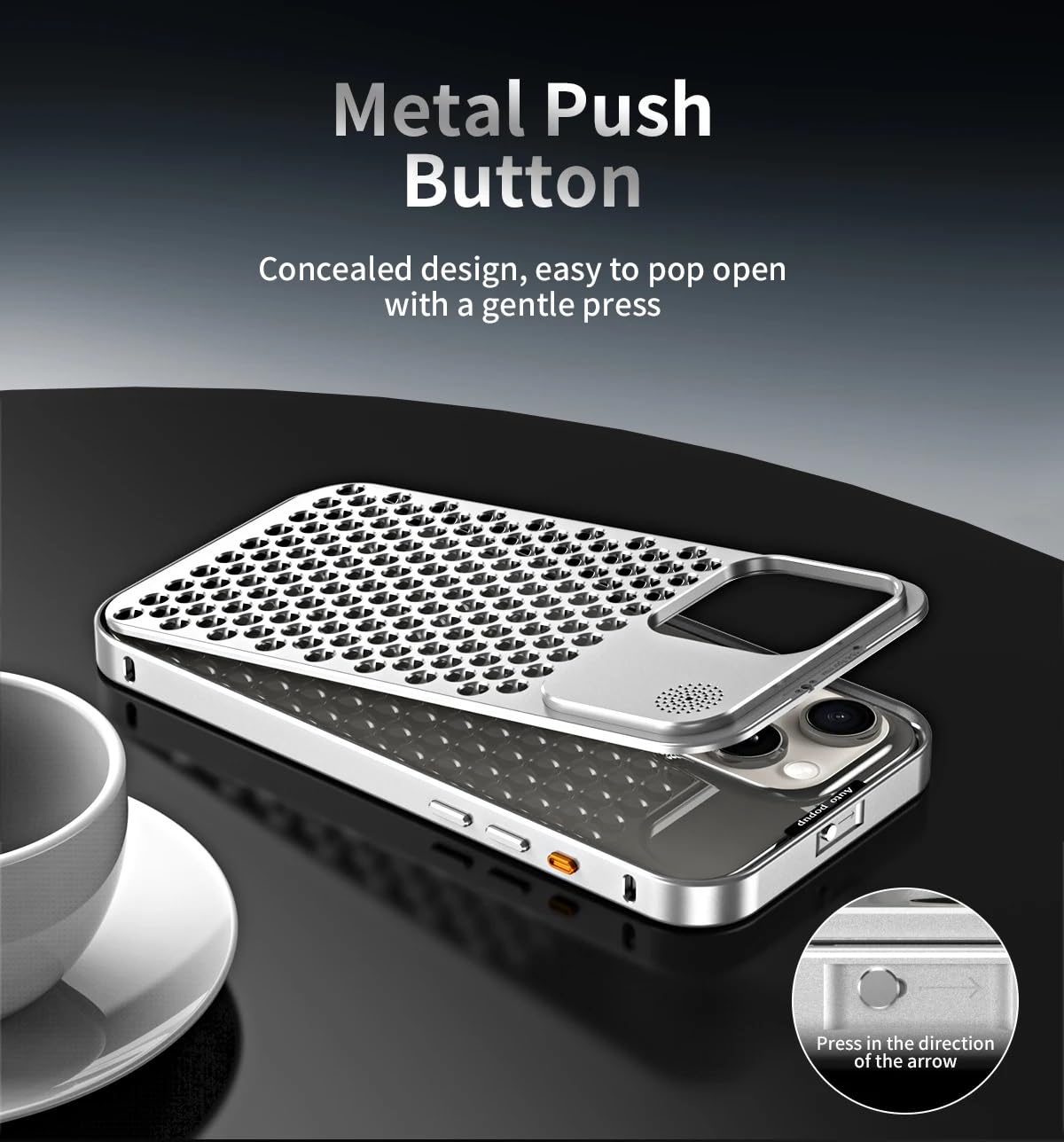 iPhone 15 Pro Max Metal Heat Dissipation Pure Aluminum Cooling Case with Aroma - Silver