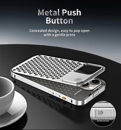 iPhone 15 Pro Max Metal Heat Dissipation Pure Aluminum Cooling Case with Aroma - Silver