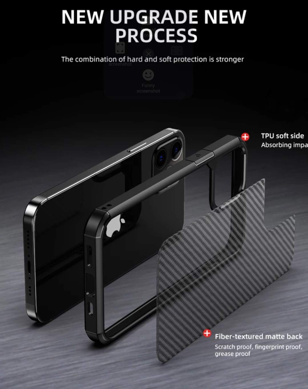 iPhone 12 Pro Max Carbonfiber Transparent Hybrid Shockproof Case