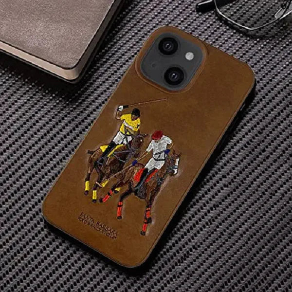 iPhone 14 Luxury 3D Embroided Santa Woven Leather Case