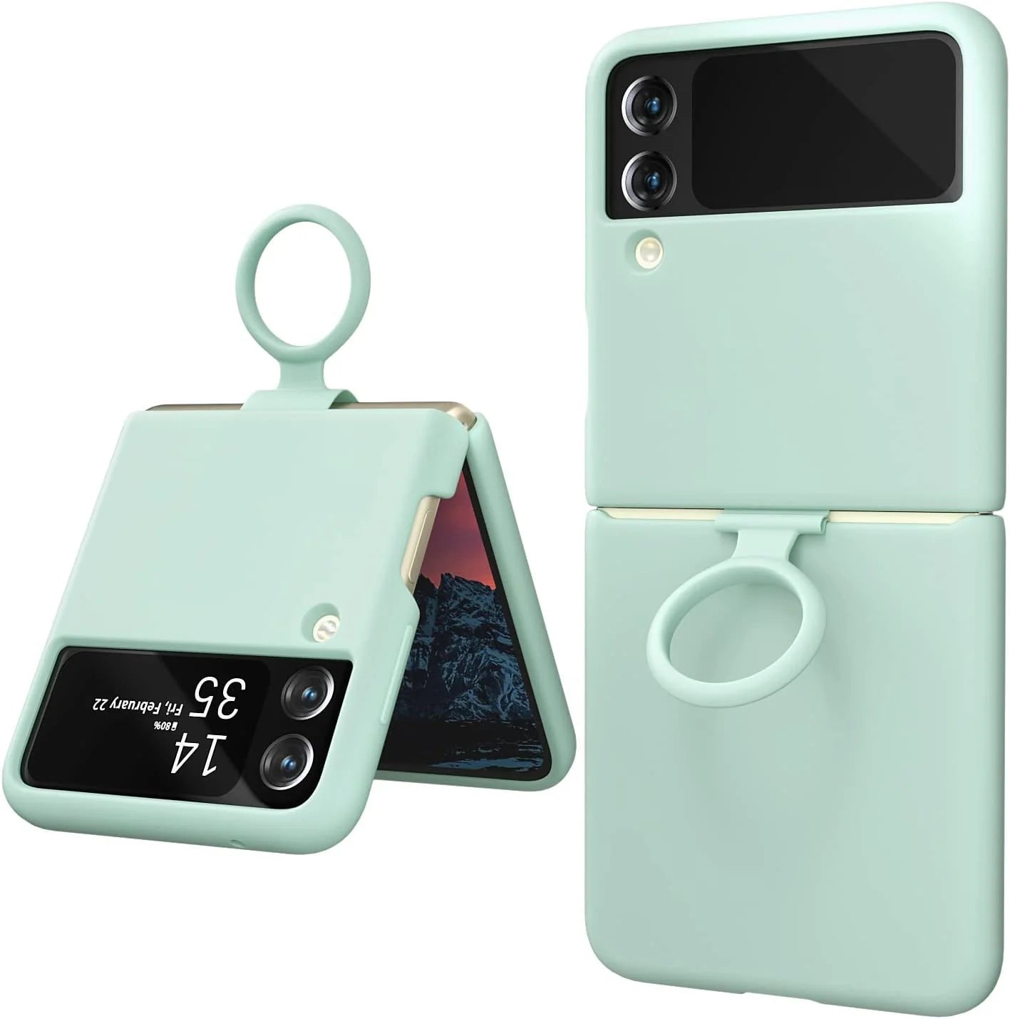 Samsung Galaxy Z Flip 3 Silicon Case Liquid Silicon Inner Fabric with Logo-Mint