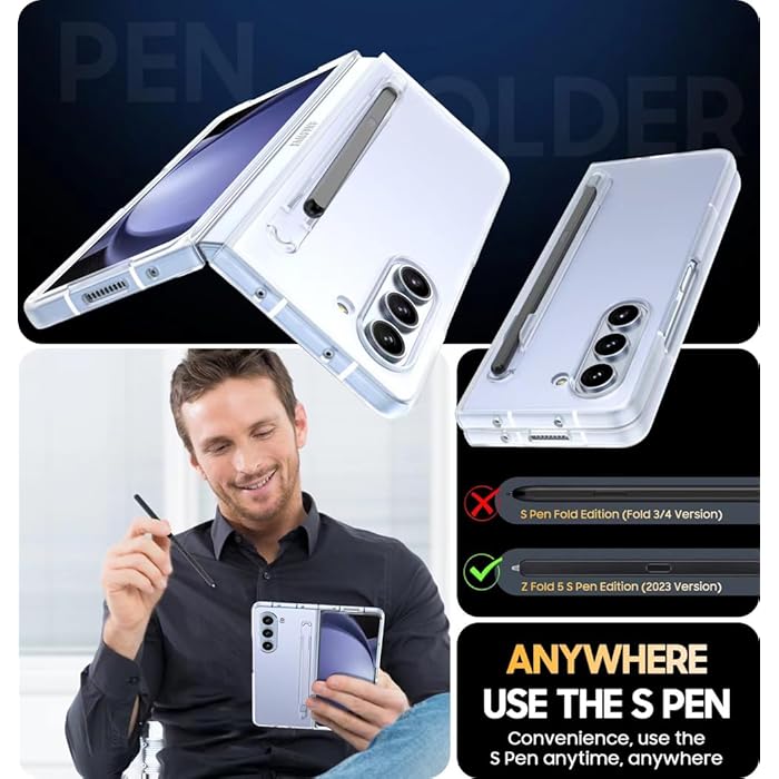 Samsung Galaxy Z Fold6 Cristal Clear Transparent Case with S Pen & Front Glass Protection - Clear