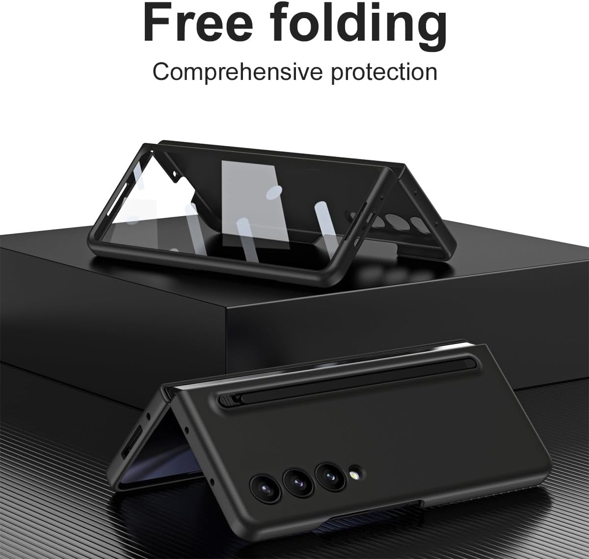 Samsung Galaxy Z Fold 6 Slim S Pen Case with Front Glass Protection & Stylus Included - Black