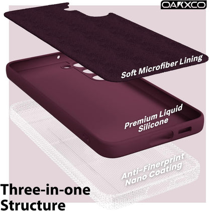 Samsung Galaxy S22 Liquid Silicon Case With Logo-Maroon