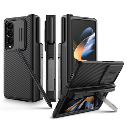 Samsung Galaxy Z Fold 4 Cam shield Pro Case S Pen Holder With Camera Protection - Black