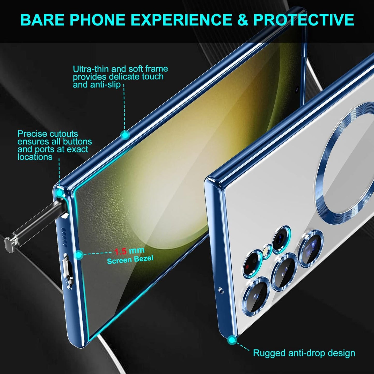 Samsung Galaxy S23 Ultra Electroplating MagSafe Case with Camera Protection - Blue