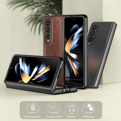 Samsung Galaxy Z Fold 4 Leather Case Simple Sleek Protection - Brown