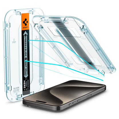 Easy Fit Tempered Clear Glass Screen Protector For iPhone 15 Plus  - Pack of 2