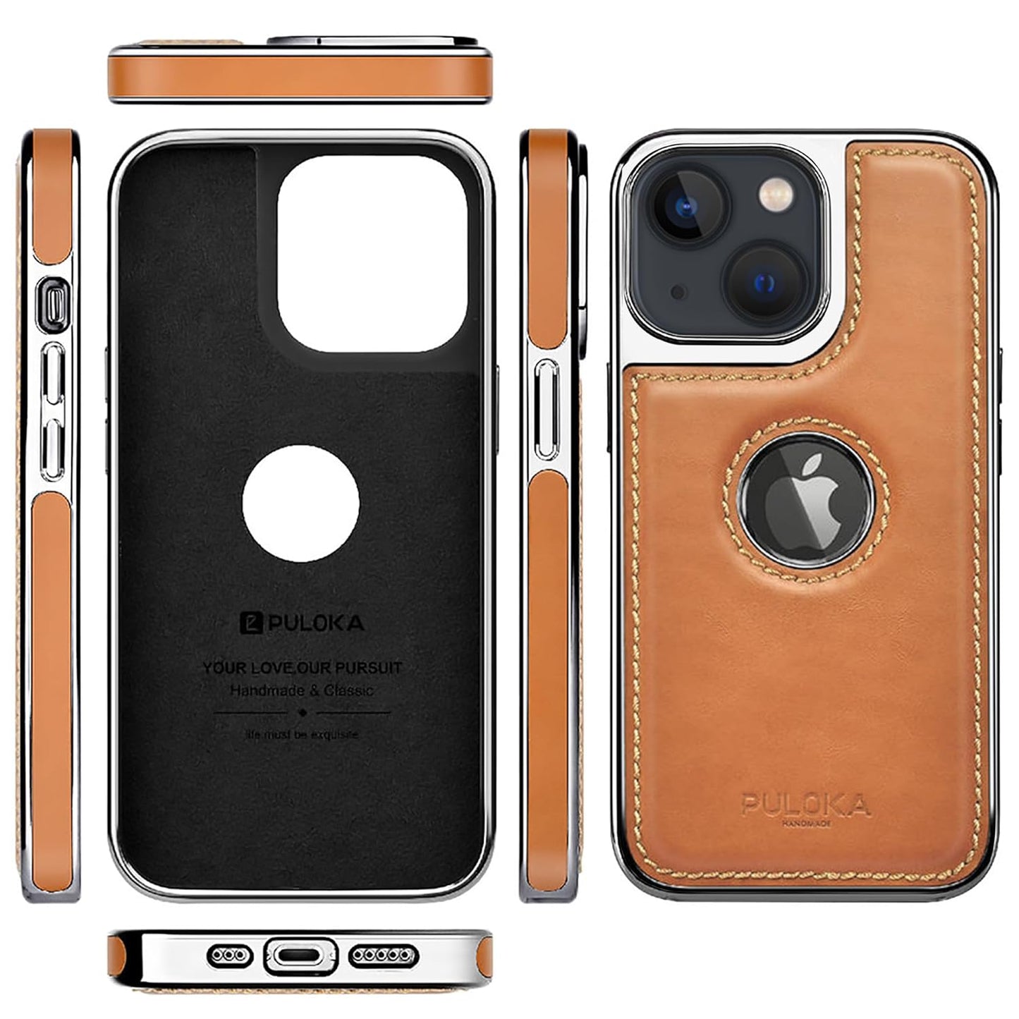 iPhone 15 Plus Premium Quality Luxurious Leather Case - Tan