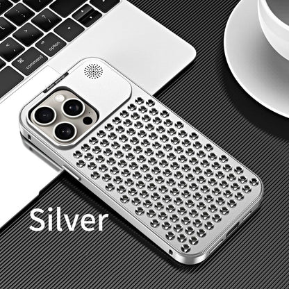 iPhone 15 Pro Max Metal Heat Dissipation Pure Aluminum Cooling Case with Aroma - Silver