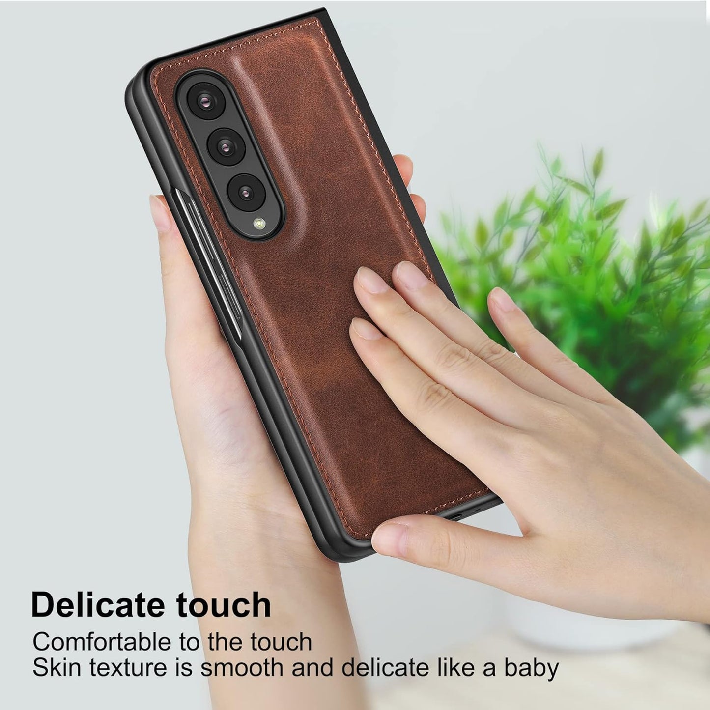 Samsung Galaxy Z Fold 4 Leather Case Simple Sleek Protection - Brown