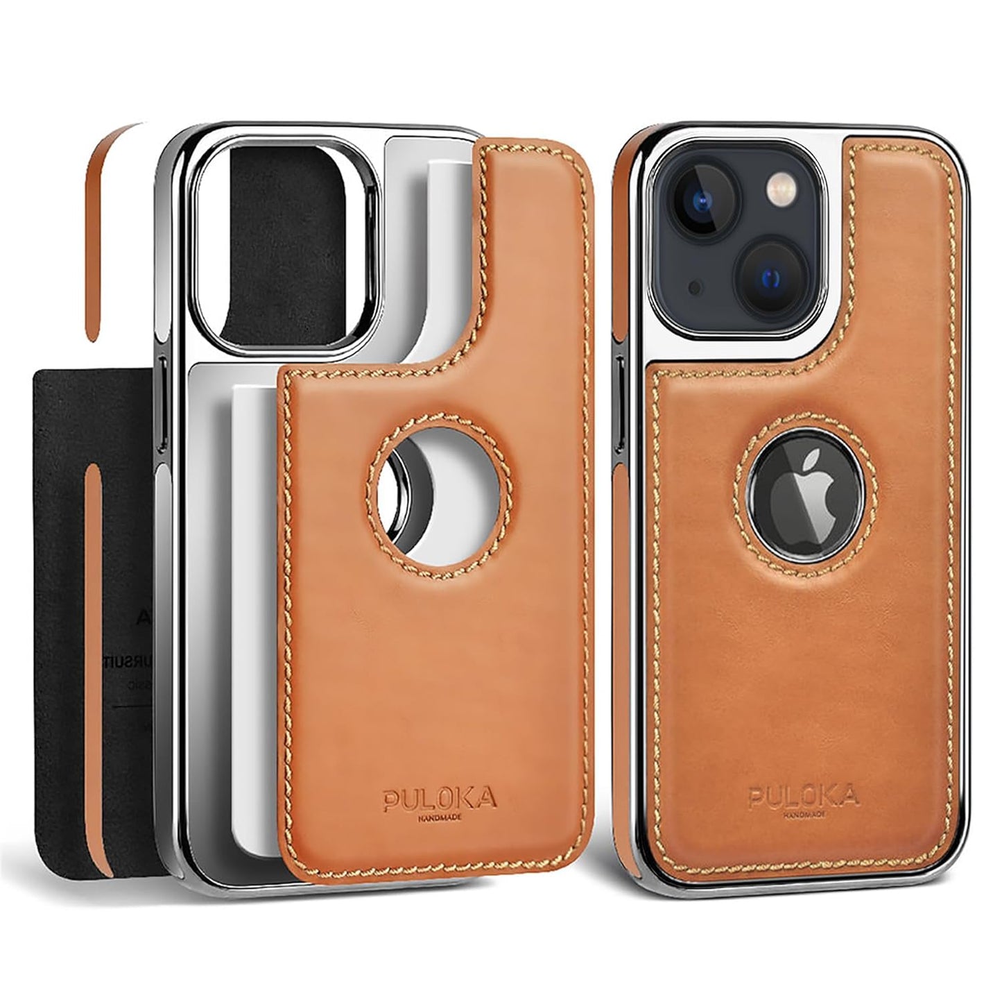 iPhone 15 Plus Premium Quality Luxurious Leather Case - Tan