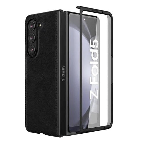 Samsung Galaxy Z Fold 5 Plain Leather Case-Black