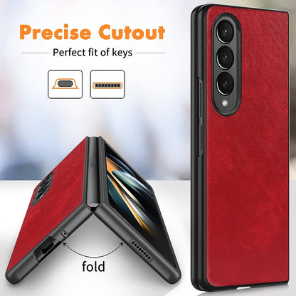 Samsung Galaxy Z Fold 4 Leather Case Simple Sleek Protection - Red