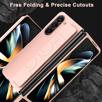 Samsung Galaxy Z Fold 3 Hand Strap Full Protective Hard PC Case- Pink