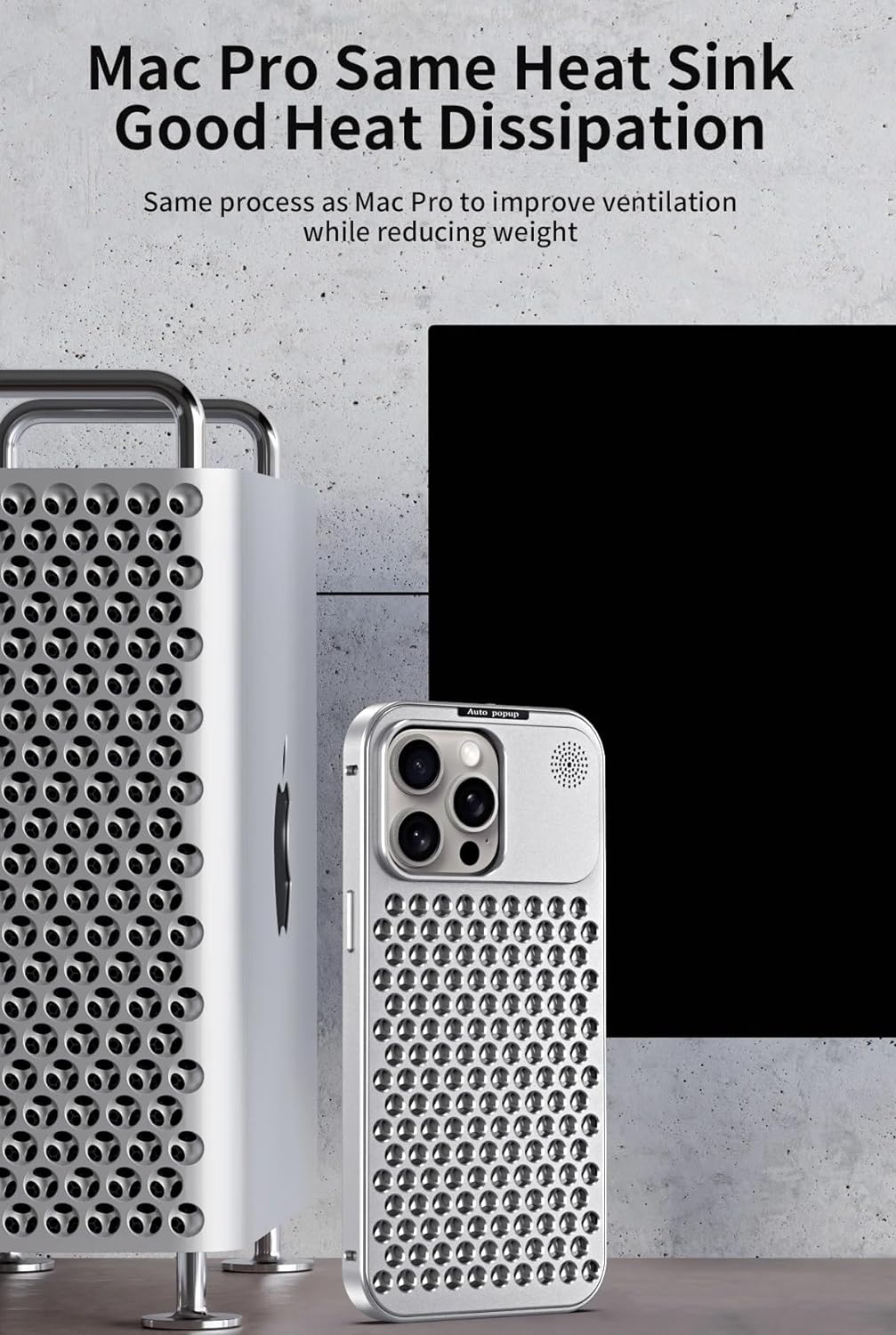 iPhone 15 Pro Max Metal Heat Dissipation Pure Aluminum Cooling Case with Aroma - Silver