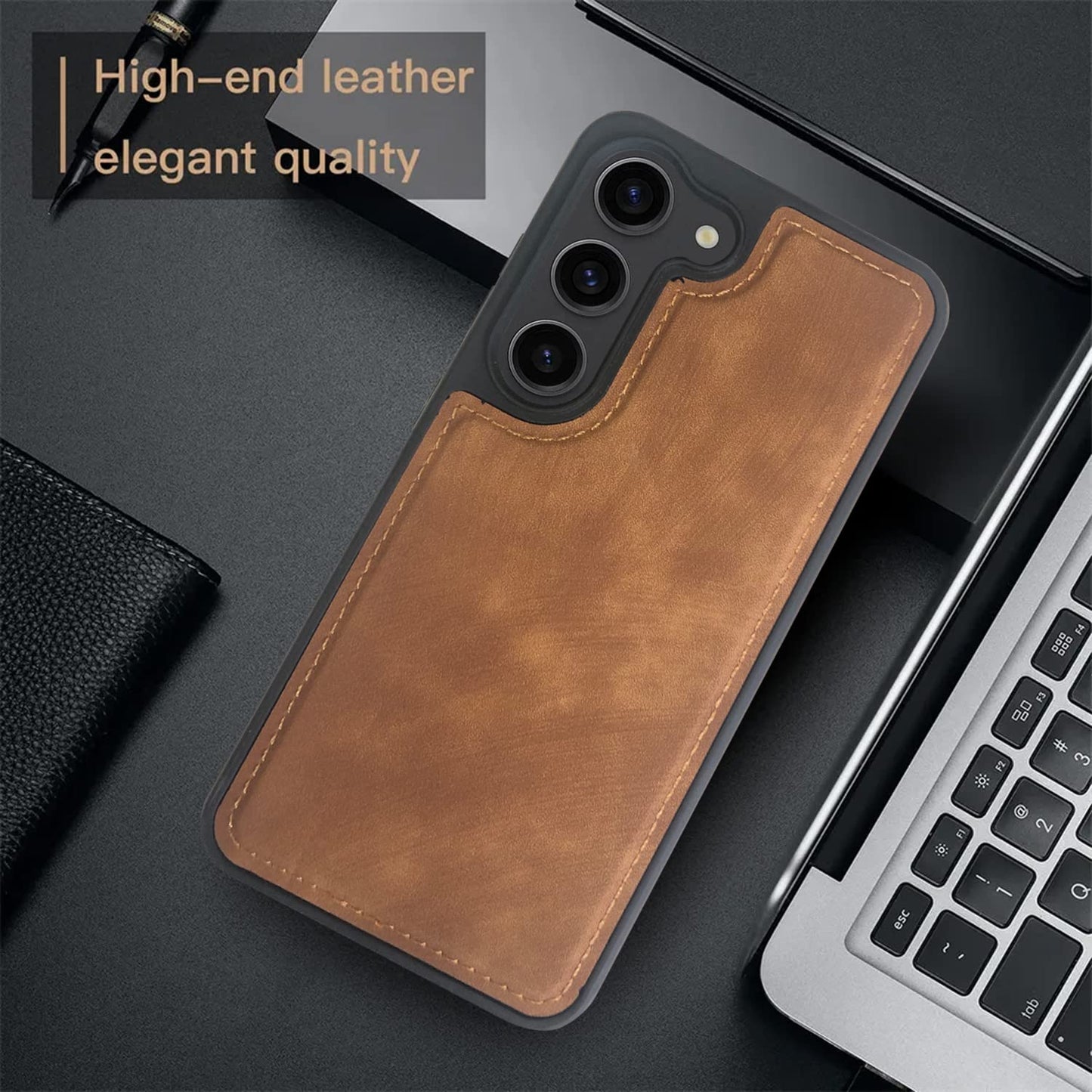 Samsung Galaxy S23 PU Leather Back Cover Case - Brown